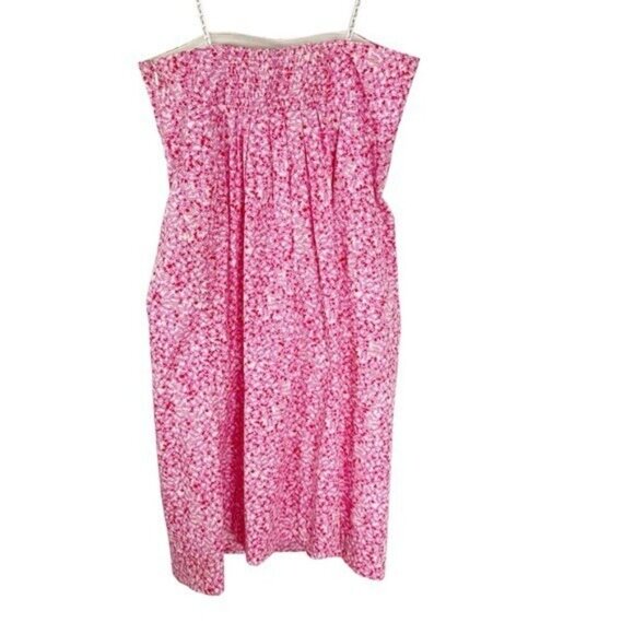 Vintage 90’s Lilly Pulitzer White Label Cotton Strapless Fish Print Dress Pink 2 - Picture 8 of 12